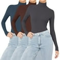 thumbnail image 5 of Comdrip Women Fall Clothes, 3 Pack Long Sleeve Shirts for Women Women's Fashion Casual Soft Basic Tee Tops Fall Outfit Clothes Mock Turtleneck for Women Grey M, 5 of 5