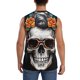thumbnail image 4 of Balery Flower Horn Skull A Camisetas sin mangas para hombre, absorbe la humedad y protege contra el mal olor.-Large, 4 of 7
