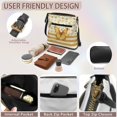 thumbnail image 6 of HELLHERO Multiple Zipper Pockets Shoulder Bag for Travel Daily, PU Leather Spacious Women's Shoulder Crossbody Purse, Golden Butterfly Floral Stripe, 6 of 7