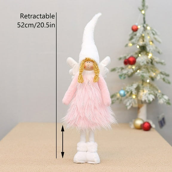 Luolandi Christmas Decoration - Winged Angel Doll: White and Pink Stretchable Design pink Telescopic