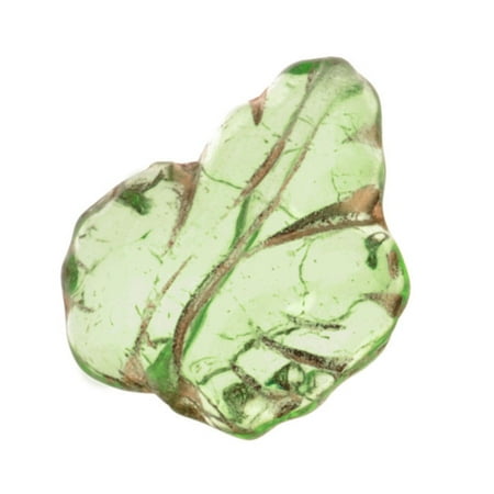Czech Leaf Light - Czech Glass Beads 13mm x 15mm Leaf Peridot Green With Gold (10)