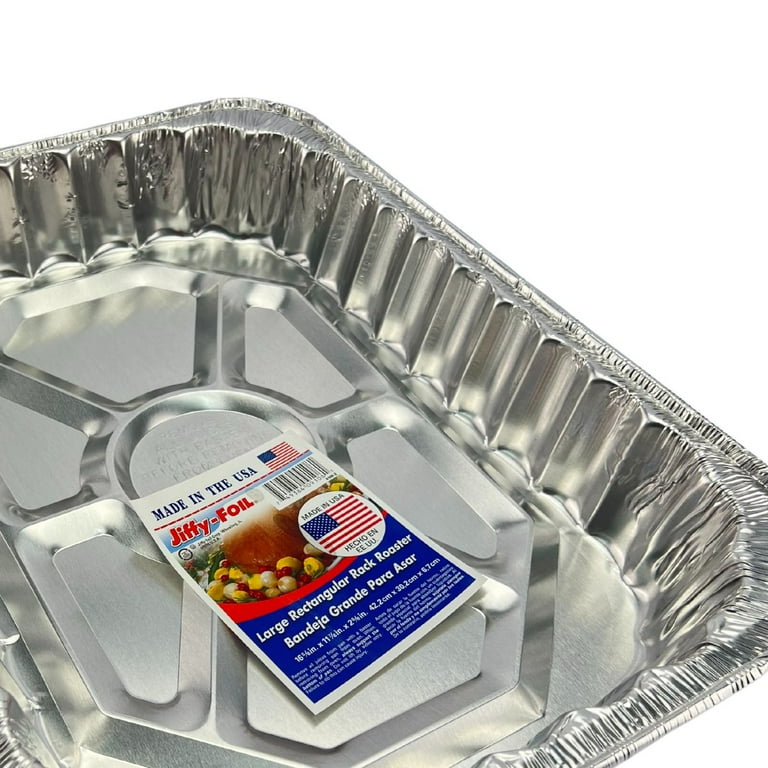 Jiffy-Foil Large Rectangular Aluminum Rack Roaster 1 count per pack.