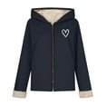 thumbnail image 5 of Zedker Casual Women'S Fashion Printed Mixture Fleece Hooded Jackets with Pockets,Comfy Loose Fits Long Sleeve Fall Coats with Zipper,Navy,XXL, 5 of 8