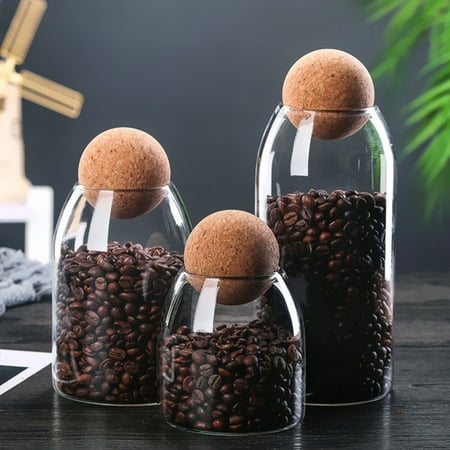 

Naturegr Storage Bottle Anti-deform Durable Waterproof Cork Stopper Bean Sugar Glass Jar for Coffee