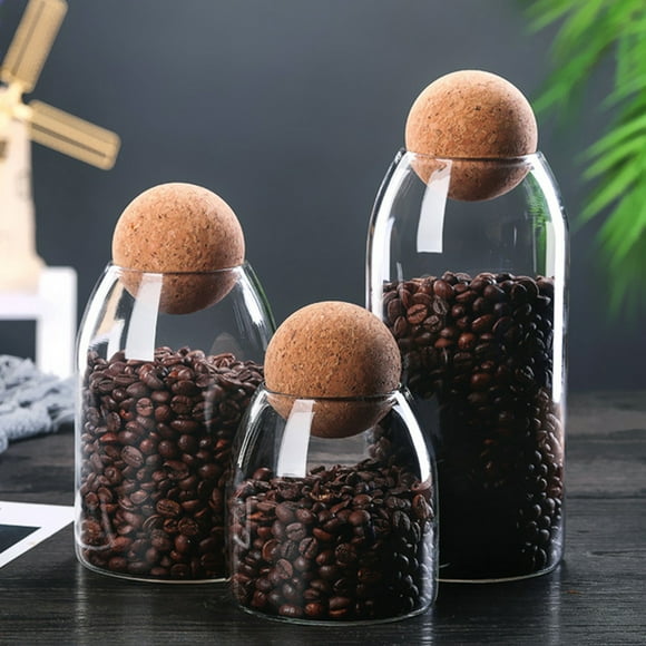 Trayknick Storage Bottle Anti-deform Durable Waterproof Cork Stopper Bean Sugar Glass Jar for Coffee