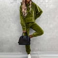 thumbnail image 3 of AVRNLIQ Women's Velour Tracksuit 2‑Piece Set Long Sleeve Hoodie with Kangaroo Pocket & Elastic Waist Jogger Pants Soft Velvet Loungewear Outfit for Casual Daily Wear, 3 of 7