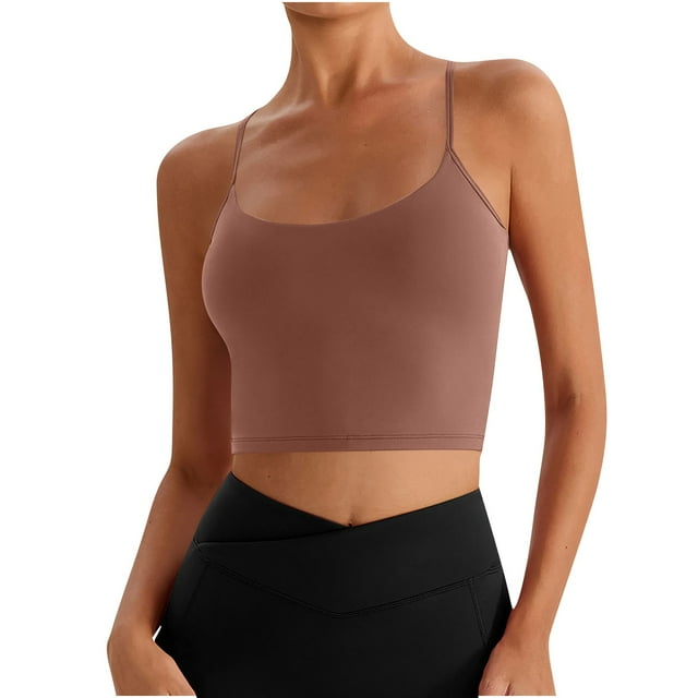RXMEKW Sports Bra for Women, Solid Color Elastic Workout Top with Removable Padding, Medium-Impact Support for Gym and Daily Wear
