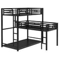 thumbnail image 4 of Euroco Metal Twin Size 3-in-1 Triple Bunk Bed, Twin over Twin over Twin Bed for Kids Teens Room, L-Shaped Three Beds with Ladders and Safety Guardrails for Limited Rooms, Black, 4 of 11