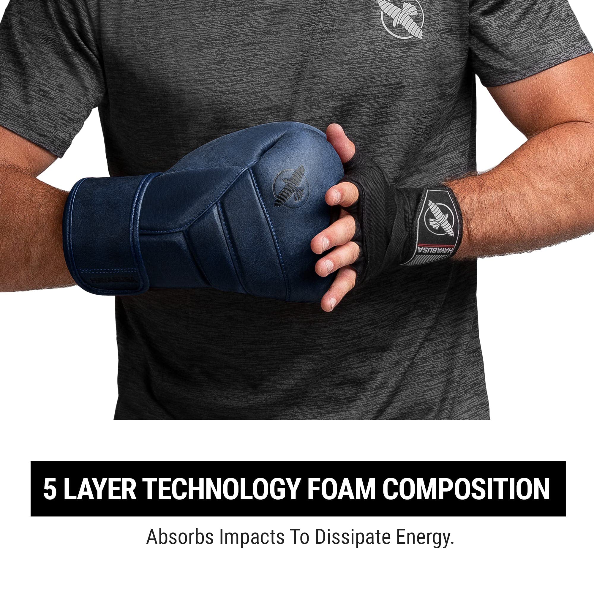 Hayabusa T3 LX Leather Boxing Gloves Men and Women for Training Sparring Heavy Bag and Mitt Work - Indigo, 16oz