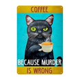 thumbnail image 1 of Póster de pintura de hierro con cita divertida de café con gato negro, 1 of 1