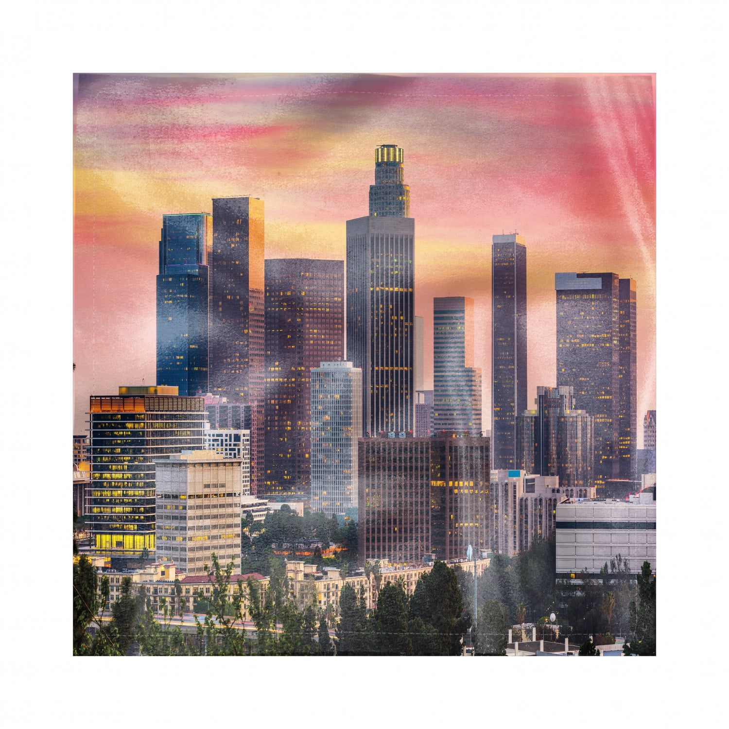 City Decorative Napkins Set of 4, Los Angeles California Skyline with
