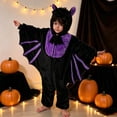 thumbnail image 2 of Odeerbi Toddler Boys Girls Flannel Romper Halloween Bat Wing Long Sleeve Hooded Jumpsuit Winter Clothes, 2 of 7