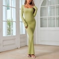 thumbnail image 2 of MDUKONU Women's Casual Long Sleeve U-Neck Bodycon Midi Dress for Daily Wear and Travel Versatile Solid Color Classic Fit Green S, 2 of 4