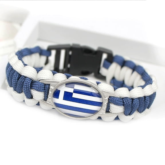Uijokdef Country Flag Paracord Survival Bracelet, Color Woven Design, 8-10 Inches Length, Alloy Metal Buckle