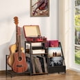 thumbnail image 7 of Vinyl Player Stand, Adjustable Guitar Stand for Acoustic Guitar, Violin, 3-Tier Turntable Stand with Vinyl Storage, Holds Up to 150 Albums, Retro Media Console Table for Living Room, 7 of 7