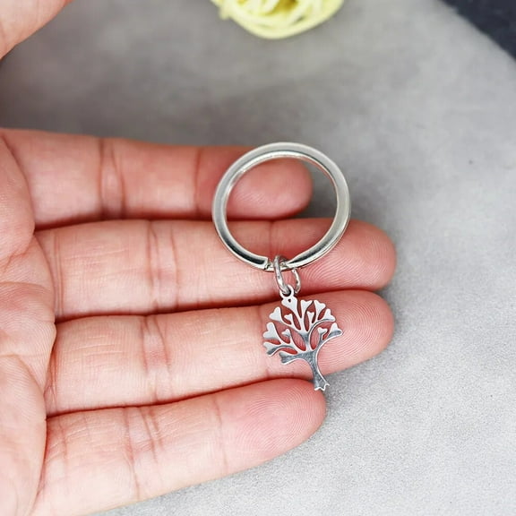 Fashion Peace World Tree Pendant Key Chain Stainless Steel Metal Keyring Car Souvenirs Thanksgiving Day Gift Keychain