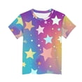 thumbnail image 5 of Fatuov Kids Casual Everyday Tops Galaxy Star Printed Round Neck Lightweight Graphic Tees for Gift Short Sleeve Girls Boys Activity Wear 5-6T, 5 of 5