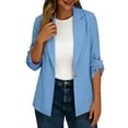 thumbnail image 4 of qucoqpe Blazers for Women Fall Fashion 2026 Lightweight 3/4 Sleeve Elegant Casual Business Work Jacket Cozy Lapel Button Blazer Coat with Pockets, 4 of 10