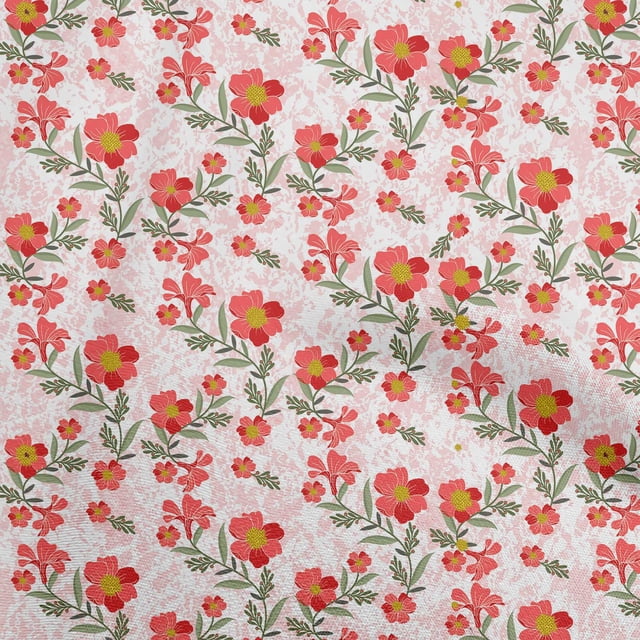 oneOone Tissu Polyester Spandex Rose Tissu à Fleurs pour Robe Tissu Imprimé au Mètre 56 Pouces de Large