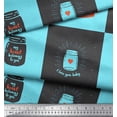 thumbnail image 3 of Soimoi Blue Rayon Crepe Fabric Jar & My Heart Belong To You Text Print Sewing Fabric Yard 46 Inch Wide, 3 of 3
