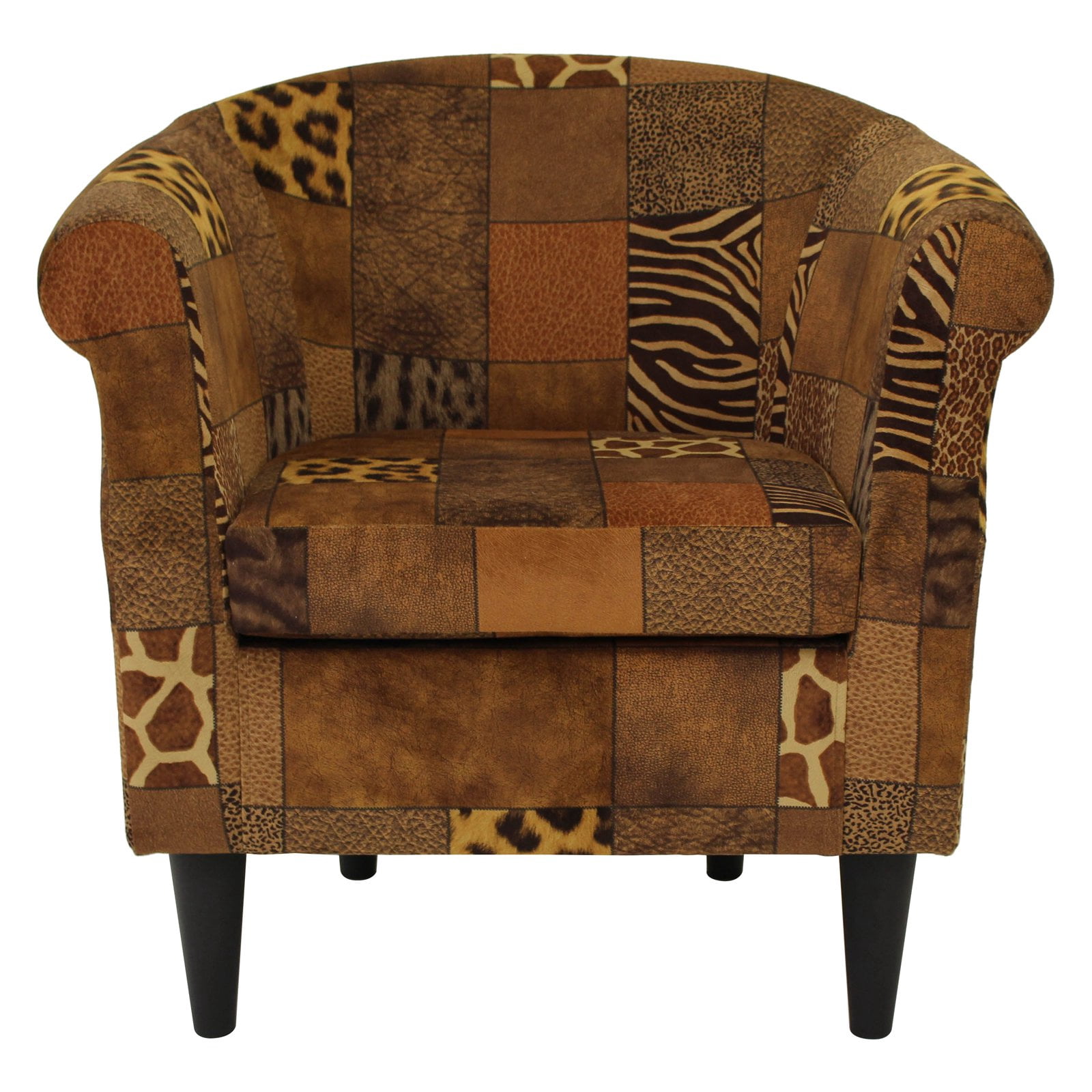 Fox Hill Trading Nikole Club Chair,  Safari Patchwork Print