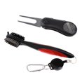 thumbnail image 1 of Golf Club Brush Y Club Groove Cleaner Con Mosquetón De Aluminio Retráctil Con Tirolina + Herramienta De Reparación De Divisor De Golf Plegable Portáti Soledad Limpiador de cepillo de golf, 1 of 10