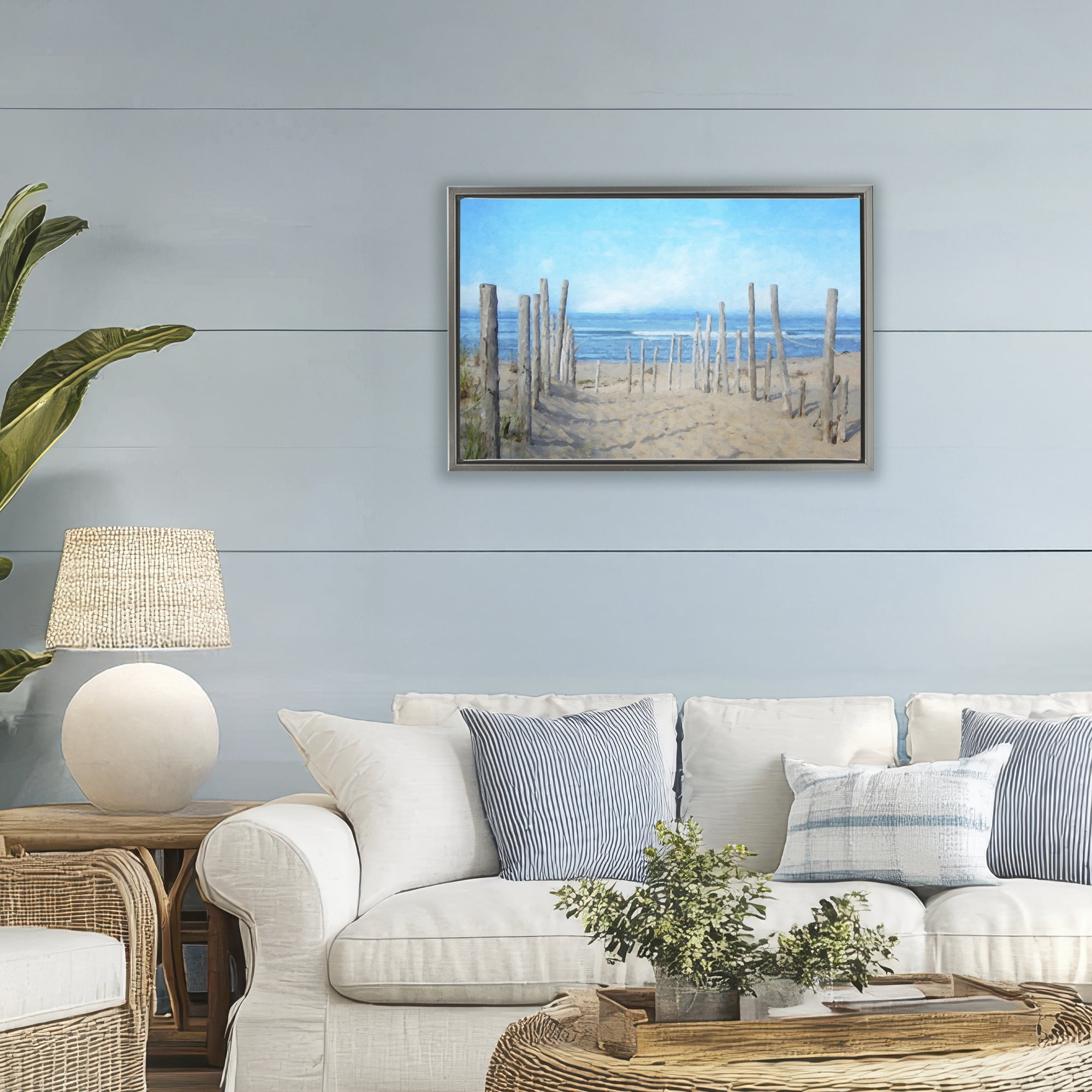 Stupell Industries National Seashore Vista Gray Framed Floater Canvas Wall Art, design by Grotto Studios