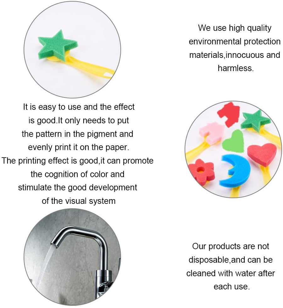 25Pcs Sponge Rollers Painting Brushes for Early Learning Mini Flower Sponge Brushes Drawing Tools with Palette