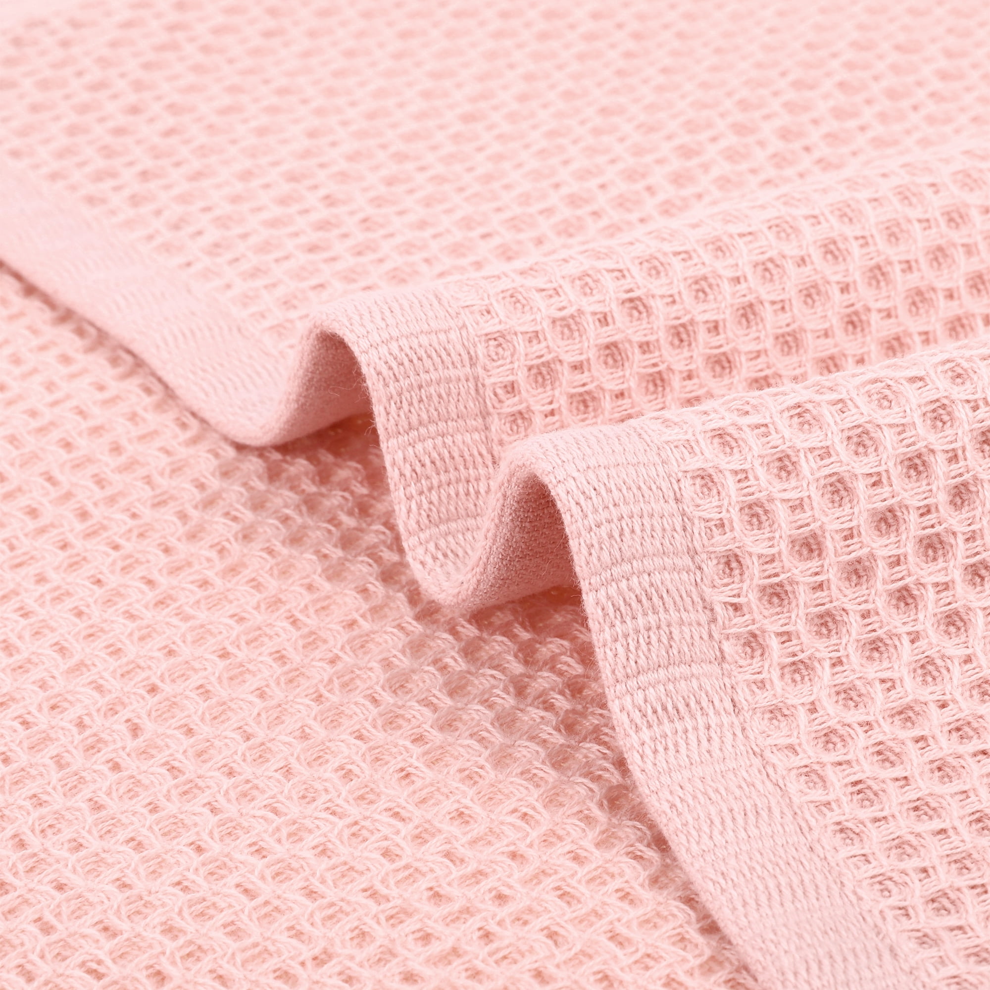 Unique Bargains 4 Pcs Waffle Hand Towels Pink/Blue 13" x 30"/13" x 29"