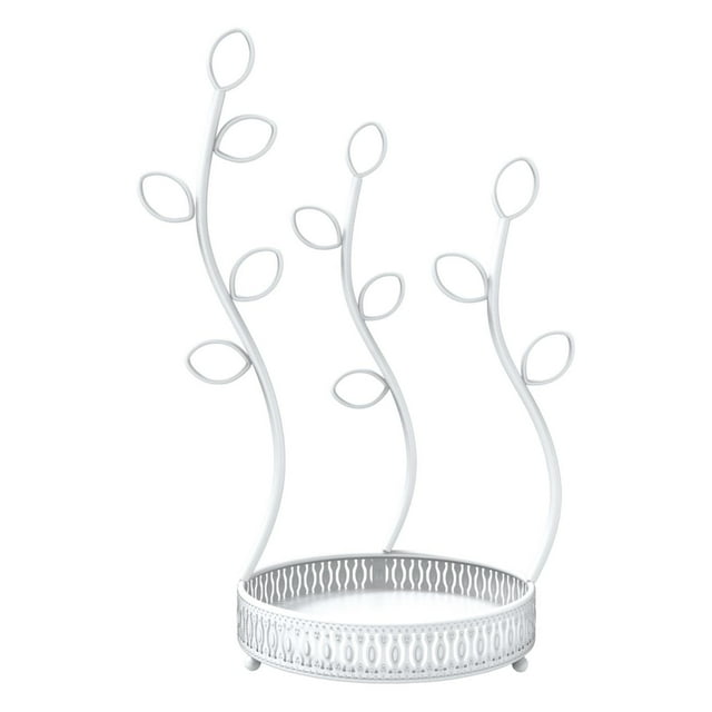 Expositor de joyas en forma de torre, moderno expositor de pulseras, estante de mesa para el cabello Blanco