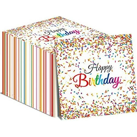 Confetti Sprinkles Birthday Napkins for Happy Birthday Party Supplies Sprinkles Party Themed Paper Napkins Disposable for Kids Two Sweet Donut Birthdays Party Favors (50 Pack)