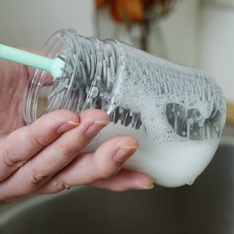 Cleaning Brush Electric Bottle Brush Waterproof 360 Degree Rotating Long Handled Silicone Straw Pacifier Cleaning Brush Set