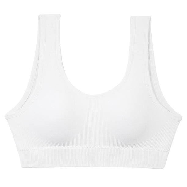 Sujetador deportivo sin aros con espalda cruzada para mujer - Tejido transpirable que absorbe el sudor, tirantes ajustables, tallas M-XL con medidas de contorno de pecho y bajo pecho