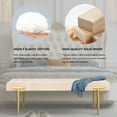 thumbnail image 5 of 48'' Modern Ottoman Bench Velvet Bench Upholstered Footrest with Gold Metal Legs and Padded Seat for Bedroom Living Room Entryway, 5 of 10
