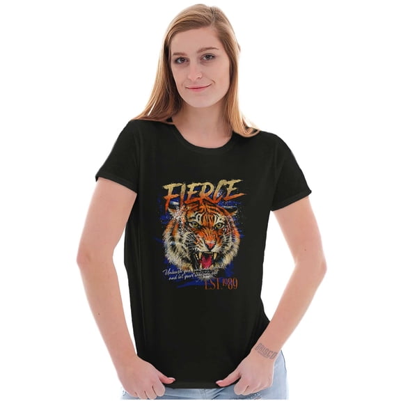 Wild Fierce Untamed Tiger Spirit Womens Slim Fit Graphic Tee Brisco Brands S