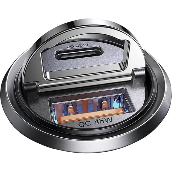 90W USB C Car Charger Fast Charging,[Invisible Design] All Metal Car Charger USB C PD45W QC3.0 Dual Port Cigarette Lighter Car Adapter for iPhone 16 Pro Max Plus 15 14 iPad SamsungS25 S24 Ultra