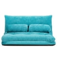 thumbnail image 1 of Gymax Floor Sofa Bed 6-Position Adjustable Sleeper Lounge Couch with 2 Pillows Blue, 1 of 10