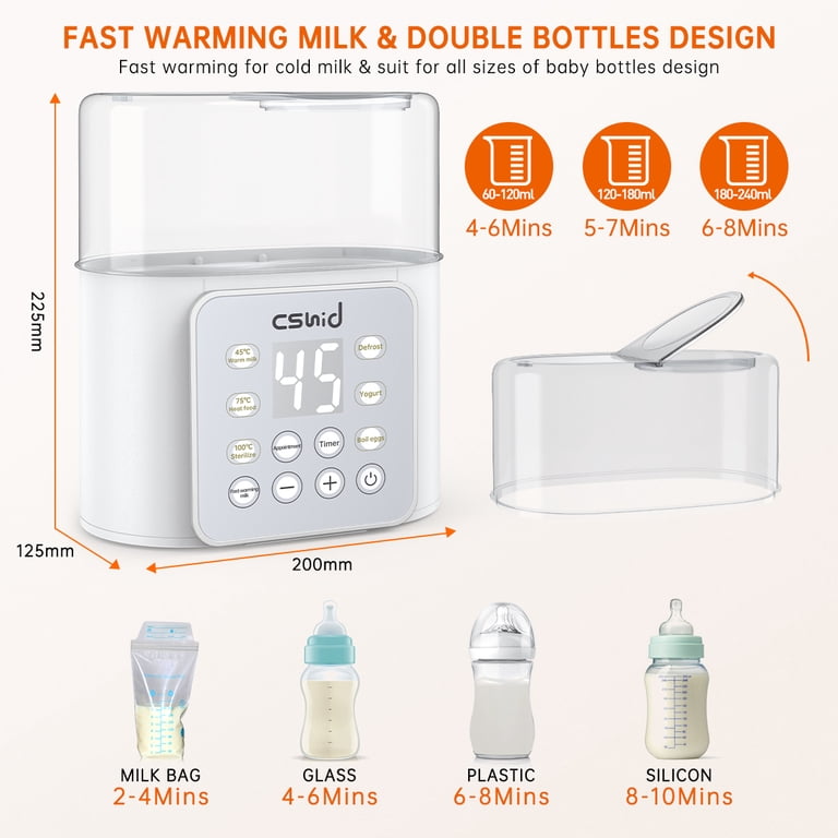 Baby Bottle Warmer, Double Bottles 9-in-1 Fast Milk Warmer with Appointment  u0026Timer, Breastmilk Defrost u0026 Food Heater, 24H Accurate Temperature Control  for Breastmilk or Formula, BPA-Free, LCD Display - Walmart.com