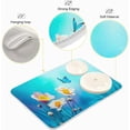 thumbnail image 4 of FREEAMG Absorbent Dishes Drainer/Rack Mat for Countertop Small Size 16 x 18 inch, Microfiber Dish Drying Pads Kitchen Counter Draining Pad Pink Flowers Spring and Flying Blue Butterfly, 4 of 7