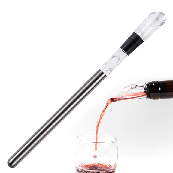 3-in-1 Stainless Steel Wine Bottle Cooler Stick - Rapid Iceless Wine Chilling Rod with Aerator and Pourer