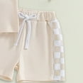 thumbnail image 5 of HCNTES Toddler Baby Boy Summer Clothes Plaid Patchwork Short Sleeve T Shirt Tops and Stretch Shorts Boy Outfit baby boy outfits 6 9 months(2-3 Years,Beige), 5 of 6