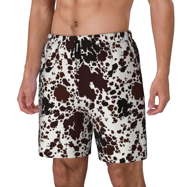 Balery Cow Skin Bañador para hombre, shorts de playa de secado rápido con entrepierna y forro de compresión-XX-Large