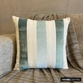 thumbnail image 3 of The HomeCentric Decorative Throw Pillow cover Blue 18"x18" (45x45 cm) Velvet Striped And Linen Cushion Covers For Couches And Sofas, Patchwork Modern Style - Velvet Band Ice, 3 of 9