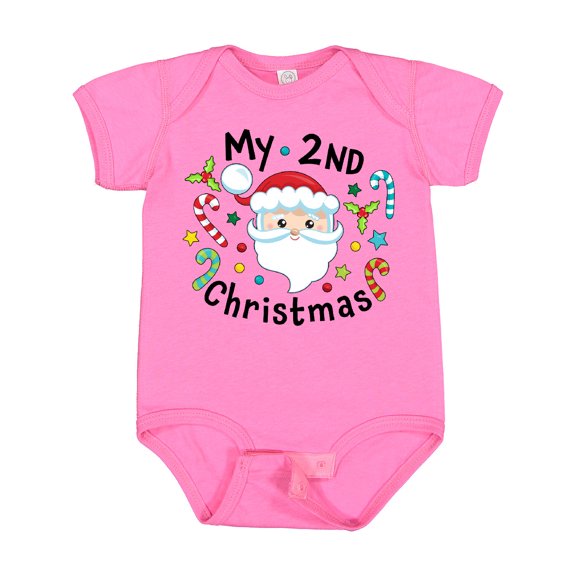 Inktastic My Second Christmas Santa with Candy Canes Boys or Girls Baby Bodysuit