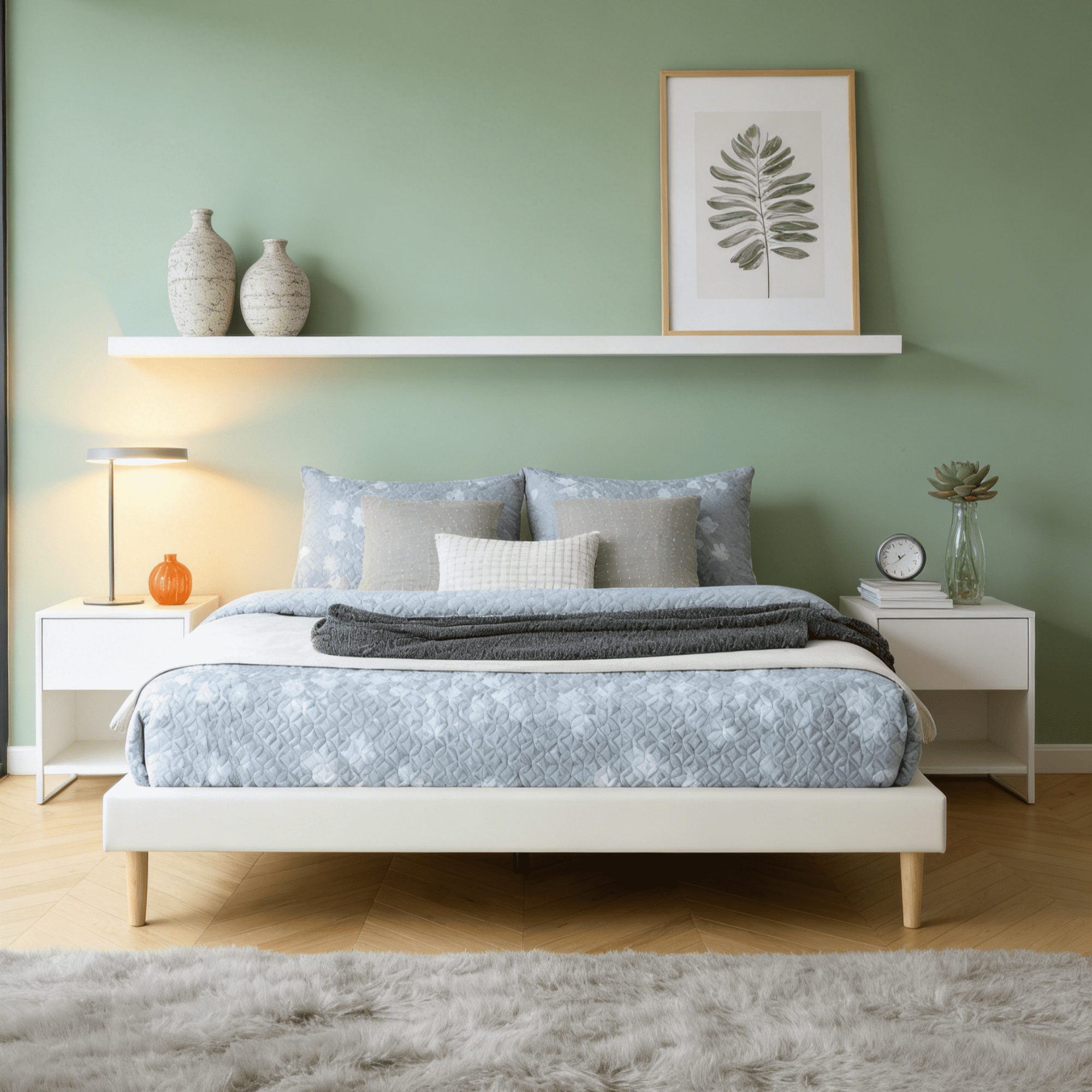 Gewnee King Size Faux Leather Platform Bed Frame with Wood Slats,Waterproof & Easy Clean,No Box Spring Needed,Sturdy Solid Wood Support,Under-Bed Storage for Robot Vacuum,Beige