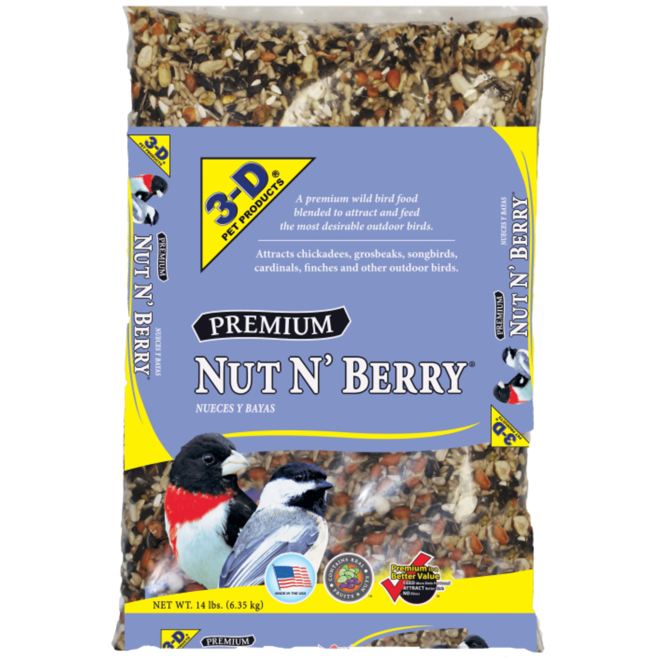 (2 pack) 3-D Pet Products Premium Nut N' Berry Blend Dry Wild Bird Food, 14 lb.,  Does Not Contain Fillers