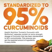 Turmeric Curcumin Supplement 2600mg - 95% Curcuminoids with Organic Turmeric & BioPerine Black Pepper for Best Absorption, Natures Vegan Joint Support, Non-GMO Tumeric, Bottled in USA - 180 Capsules