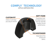 Comply Foam Earbud Tips Replacement for AirPods Pro, Black, 3 Pair Pack