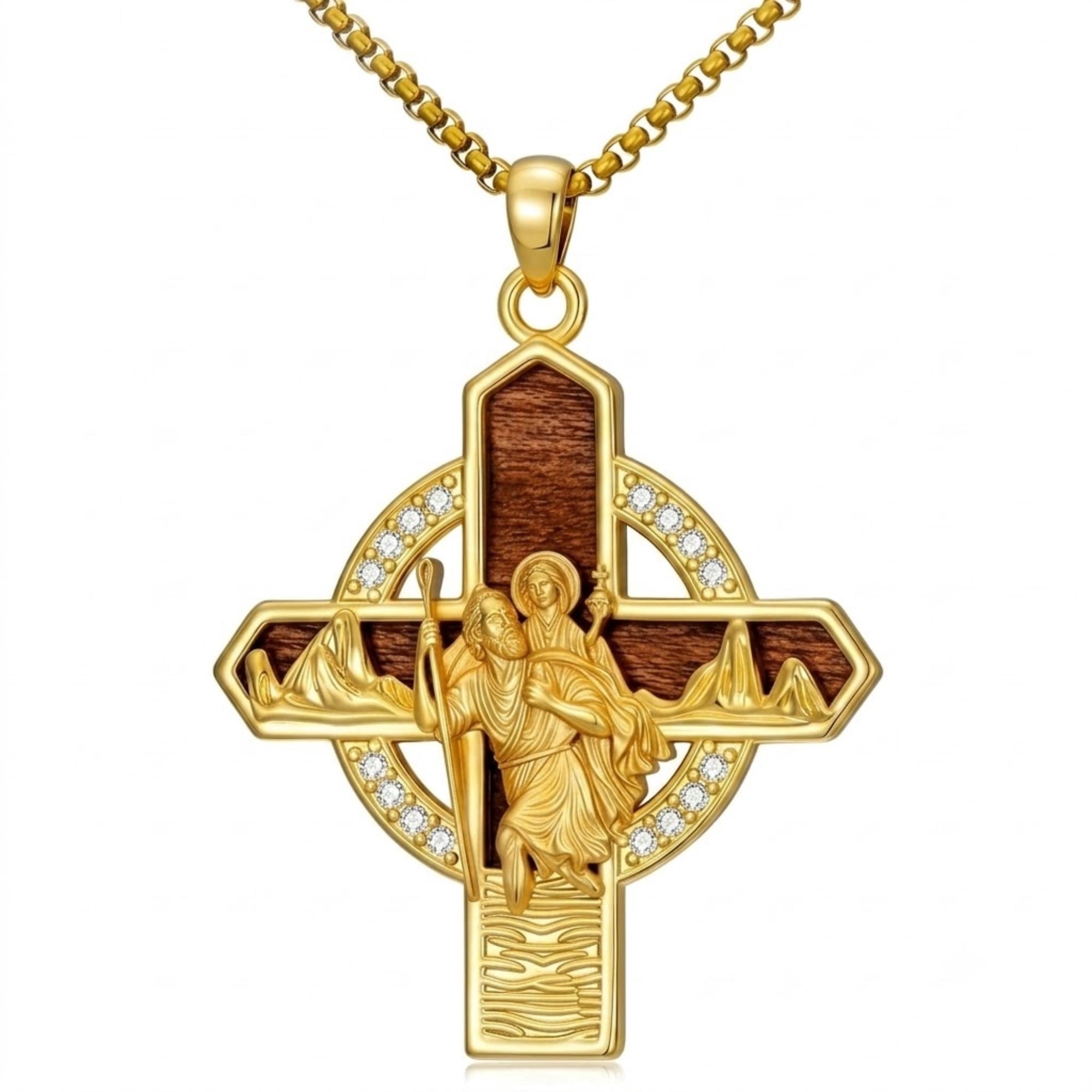 Kootwo St. Christopher Necklace for Women Men, 14k Gold Plated Catholic Pendant, Patron Saint of Travelers Religious Jewelry, Christian Amulet Gift