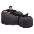 thumbnail image 1 of Ultimate Sack Fauteuil Poire en Suède Rempli de Mousse de 4 Pieds avec Repose-Pieds, Gris, 1 of 8